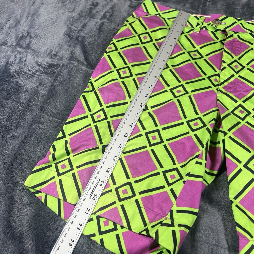 Loudmouth Shorts Mens 38 Green Purple Chino Golf Mardi Gras 11 Inseam - Picture 6 of 11